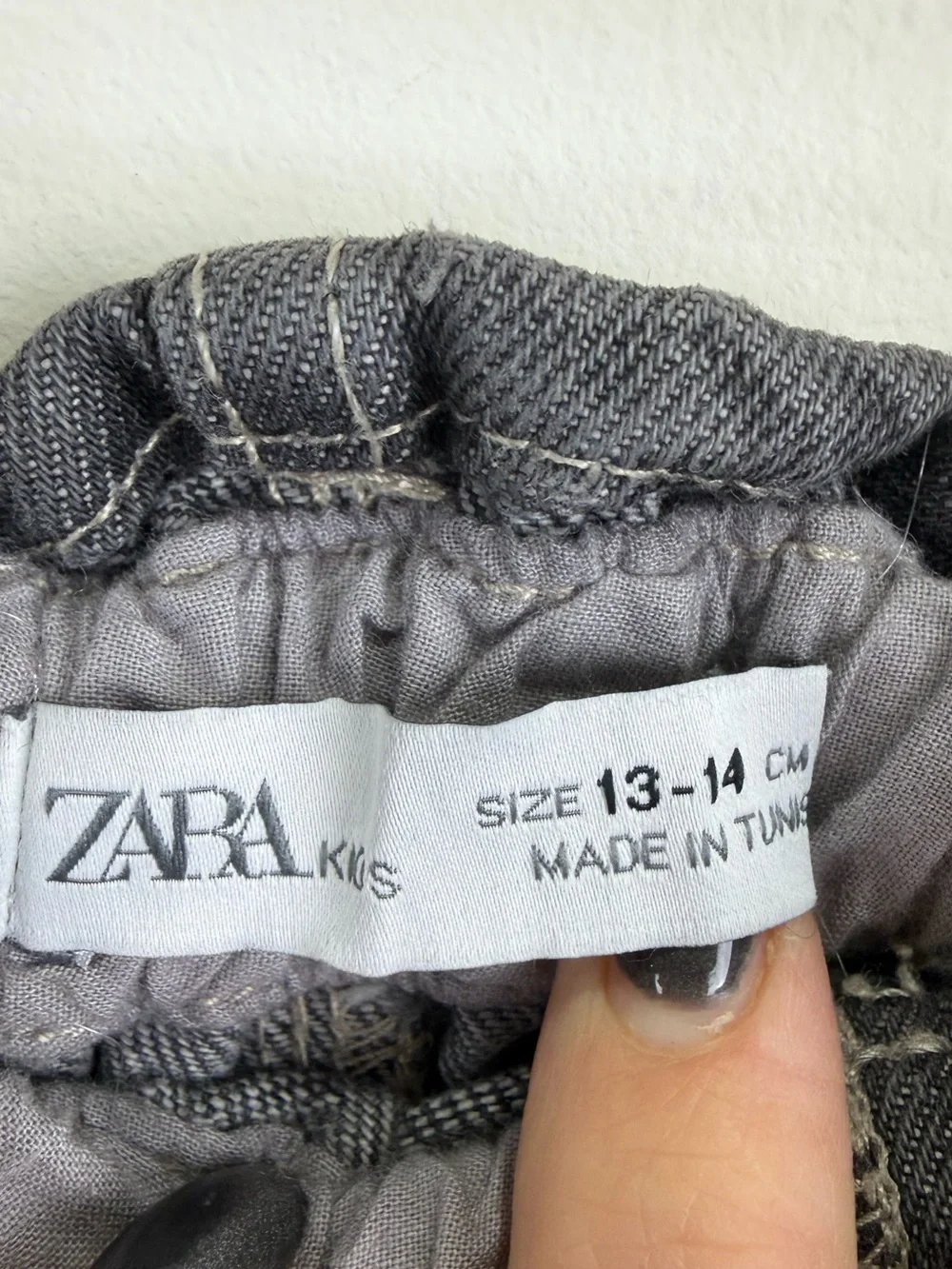 Zara Kids Black Washed Denim Paperbag Skirt Size 13-14 Y2K Utility